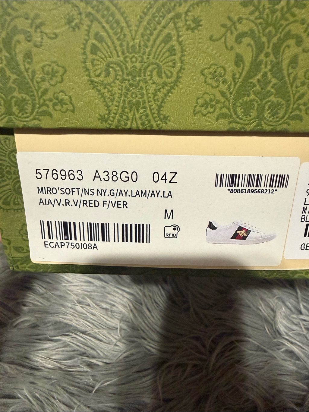 Gucci White Leather Sneakers With Red And Green Heel Tabs